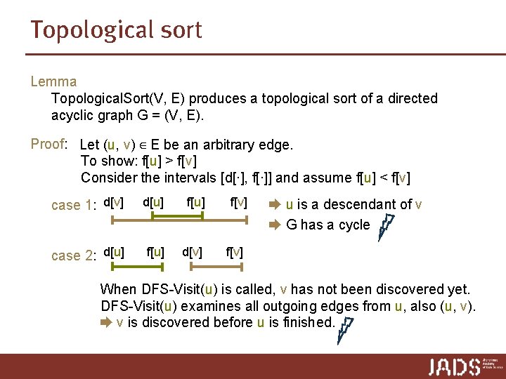 Topological sort Lemma Topological. Sort(V, E) produces a topological sort of a directed acyclic