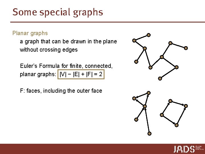 Some special graphs Planar graphs a graph that can be drawn in the plane