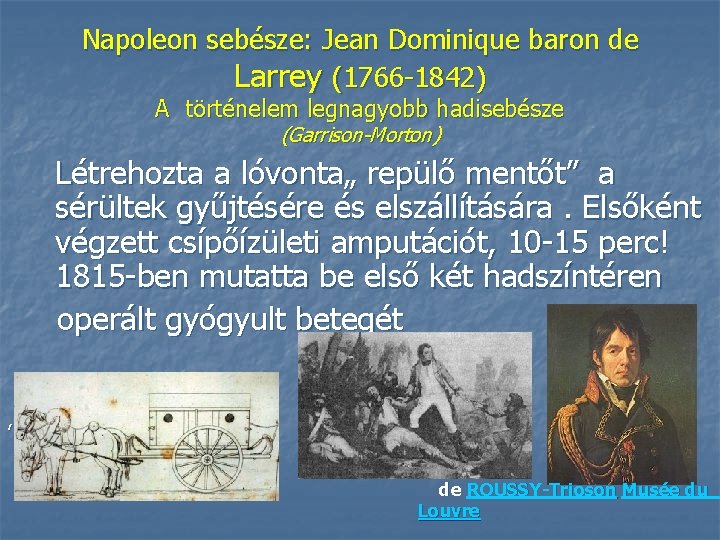 Napoleon sebésze: Jean Dominique baron de Larrey (1766 -1842) A történelem legnagyobb hadisebésze (Garrison-Morton)