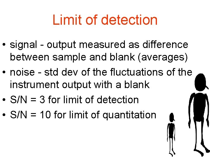 Limit of detection • signal - output measured as difference between sample and blank