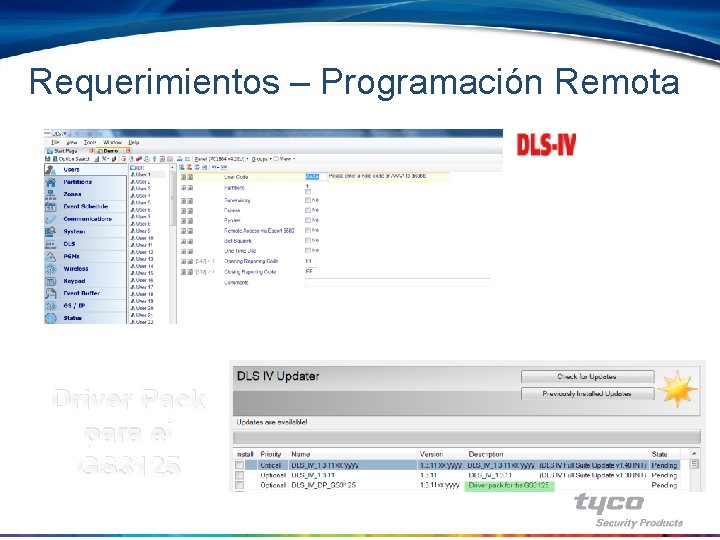 Requerimientos – Programación Remota Driver Pack para el GS 3125 