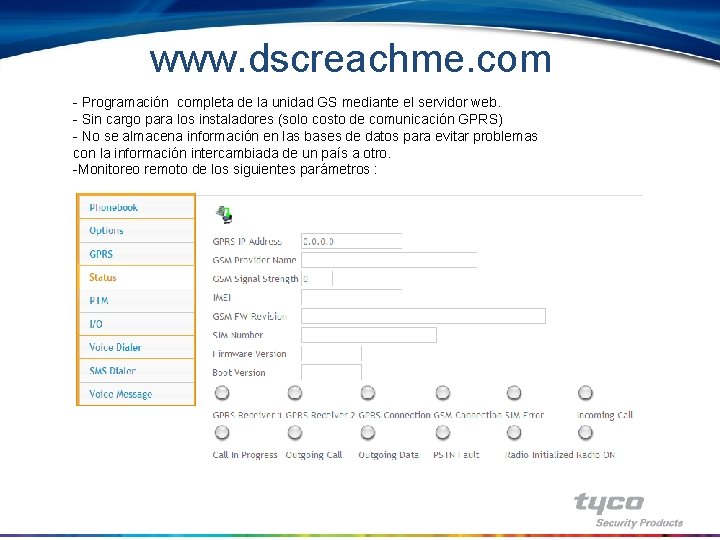 www. dscreachme. com - Programación completa de la unidad GS mediante el servidor web.