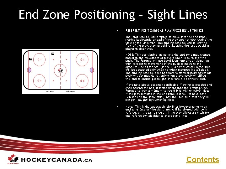 End Zone Positioning – Sight Lines • REFEREES’ POSITIONING AS PLAY PROCEEDS UP THE