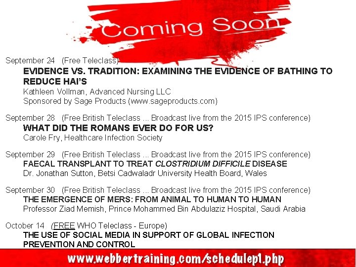 September 24 (Free Teleclass) EVIDENCE VS. TRADITION: EXAMINING THE EVIDENCE OF BATHING TO REDUCE