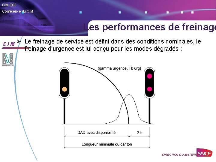 CIM ESF Conférence du CIM Les performances de freinage Ø Le freinage de service