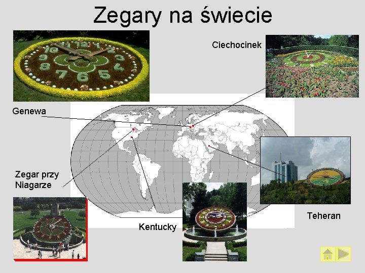 Zegary na świecie Ciechocinek Genewa Zegar przy Niagarze Teheran Kentucky 