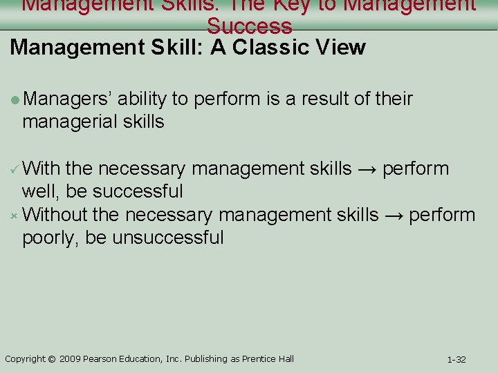 Management Skills: The Key to Management Success Management Skill: A Classic View l Managers’