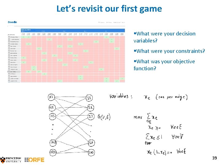 Let’s revisit our first game §What were your decision variables? §What were your constraints?