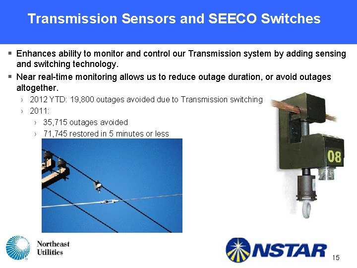 Transmission Sensors and SEECO Switches § Enhances ability to monitor and control our Transmission Transmission Sensors and SEECO Switches § Enhances ability to monitor and control our Transmission