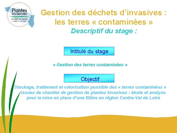 Gestion des déchets d’invasives : les terres « contaminées » Descriptif du stage :