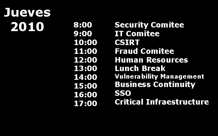 Jueves 2010 8: 00 9: 00 10: 00 11: 00 12: 00 13: 00