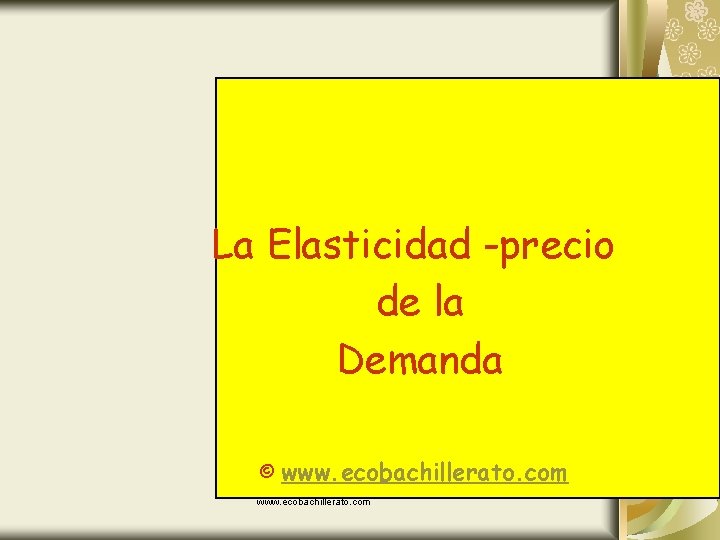 La Elasticidad -precio de la Demanda © www. ecobachillerato. com 