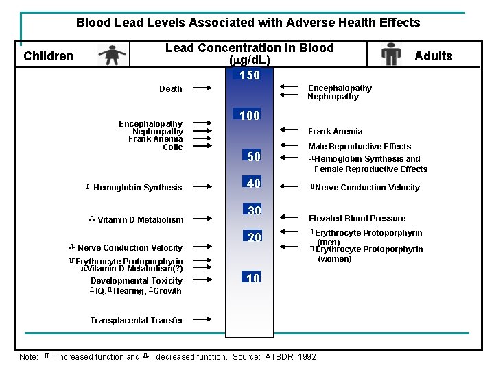 Blood Lead Levels Associated with Adverse Health Effects Lead Concentration in Blood ( g/d.