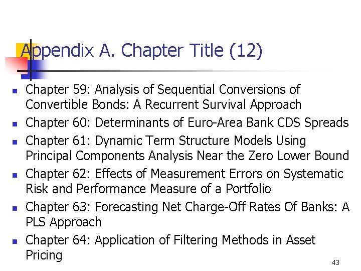 Appendix A. Chapter Title (12) n n n Chapter 59: Analysis of Sequential Conversions