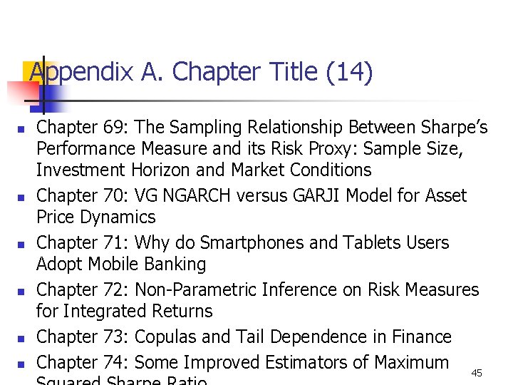 Appendix A. Chapter Title (14) n n n Chapter 69: The Sampling Relationship Between