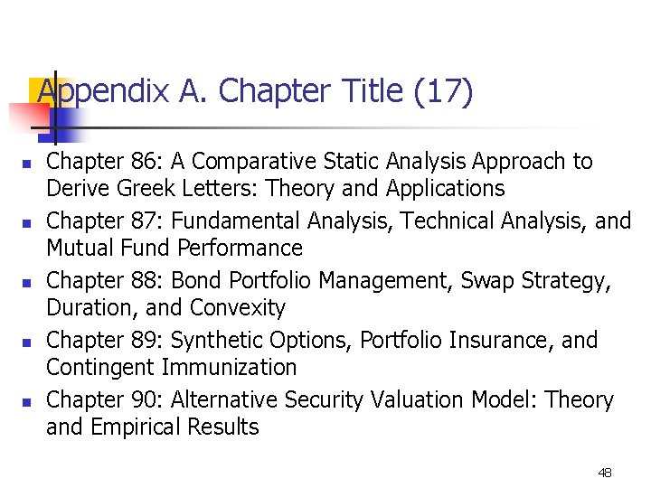 Appendix A. Chapter Title (17) n n n Chapter 86: A Comparative Static Analysis