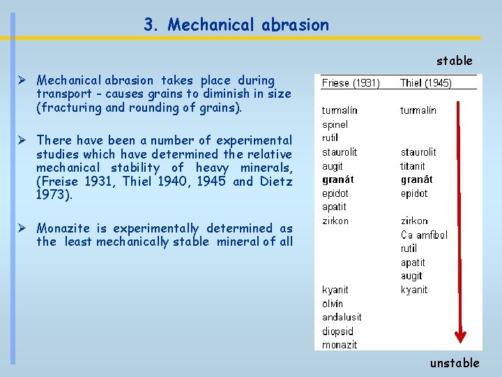 3. Mechanical abrasion stable Ø Mechanical abrasion takes place during transport - causes grains