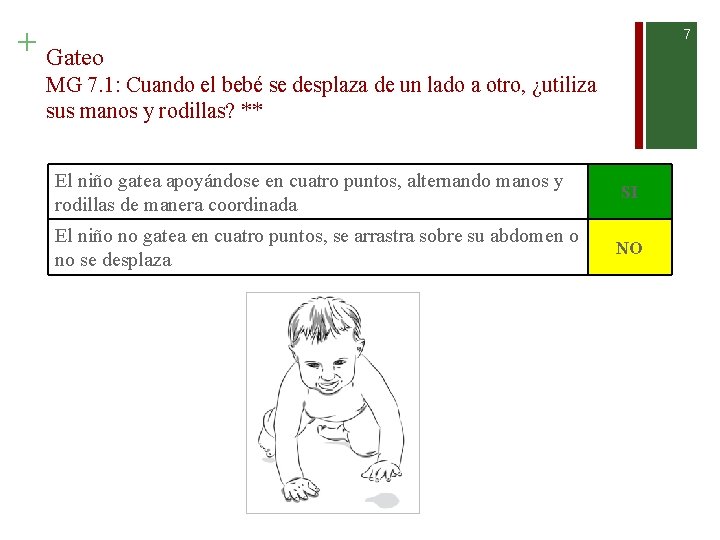 + Gateo 7 MG 7. 1: Cuando el bebé se desplaza de un lado