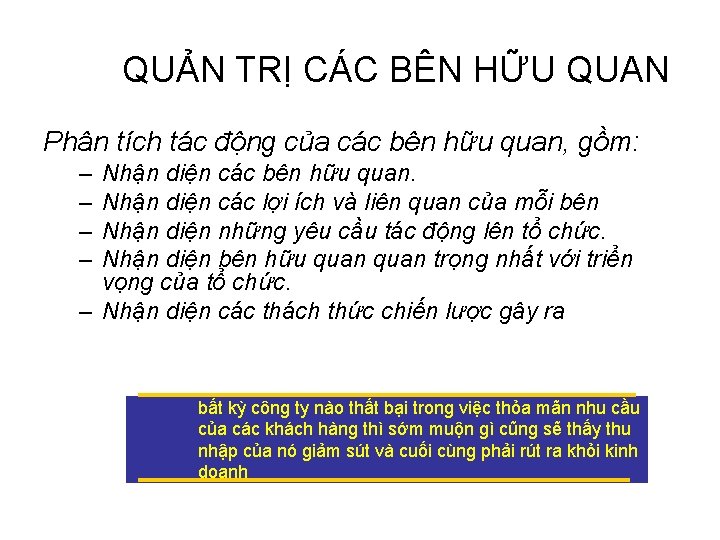 QUẢN TRỊ CÁC BÊN HỮU QUAN Phân tích tác động của các bên hữu