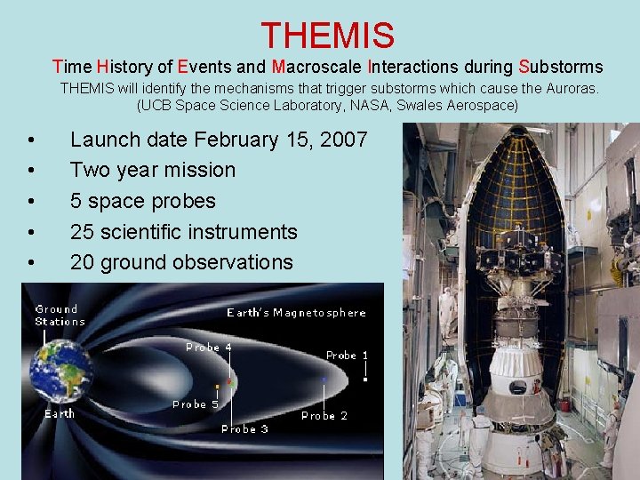 THEMIS Time History of Events and Macroscale Interactions during Substorms THEMIS will identify the