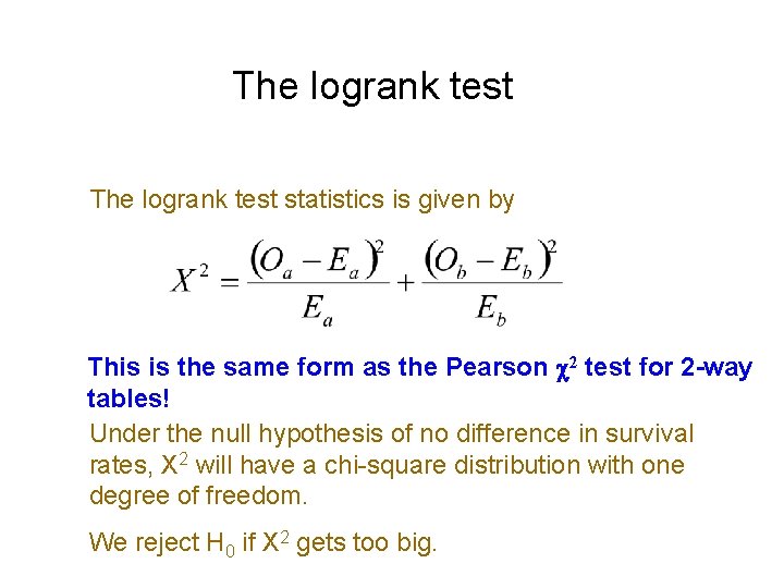 The logrank test statistics is given by This is the same form as the