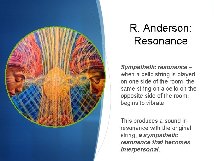 R. Anderson: Resonance Sympathetic resonance – when a cello string is played on one