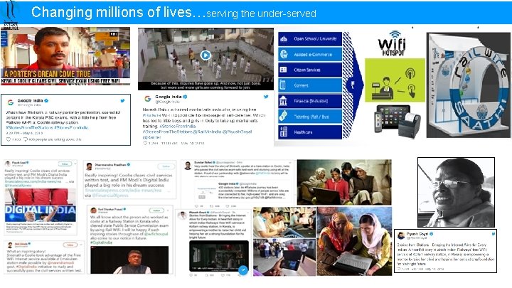 Changing millions of lives…serving the under-served More than 3. 5 Cr Wi. Fi logins/month