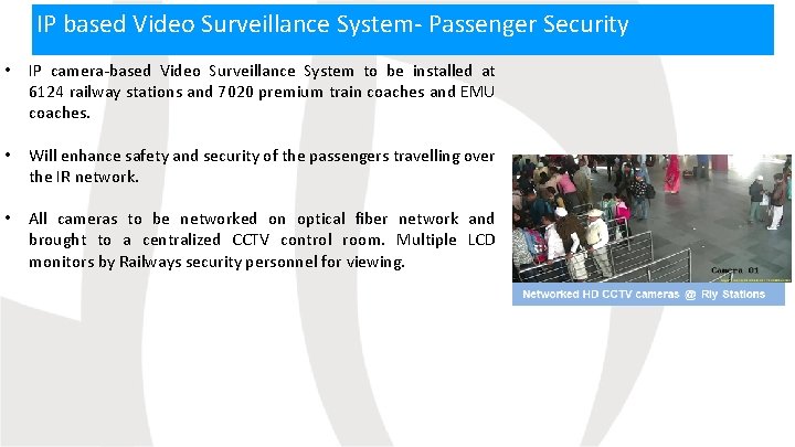 IP based Video Surveillance System- Passenger Security • IP camera-based Video Surveillance System to