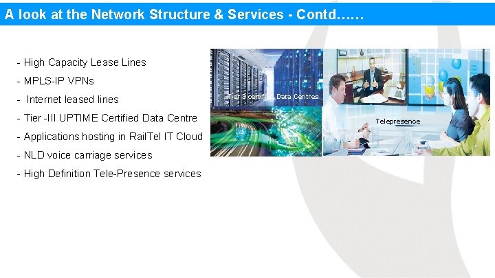 A look at the Network Structure & Services - Contd…… - High Capacity Lease