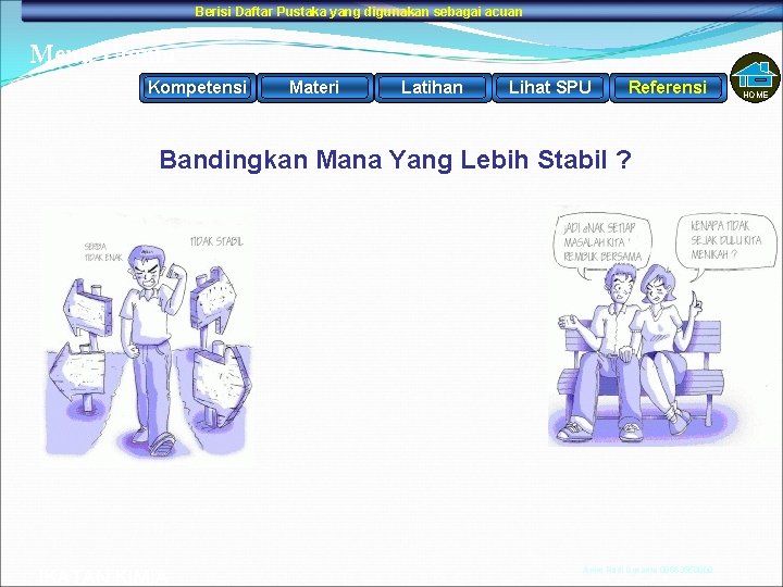 Berisi Daftar Pustaka yang digunakan sebagai acuan Menu Utama Kompetensi Materi Latihan Lihat SPU