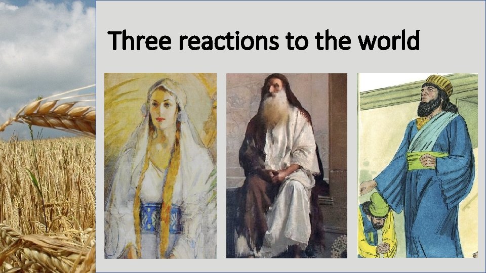 Three reactions to the world 