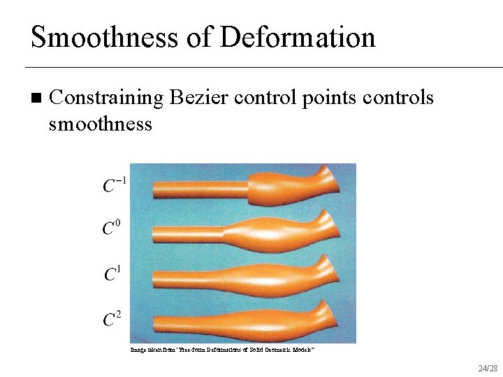 Smoothness of Deformation n Constraining Bezier control points controls smoothness Image taken from “Free-form Smoothness of Deformation n Constraining Bezier control points controls smoothness Image taken from “Free-form