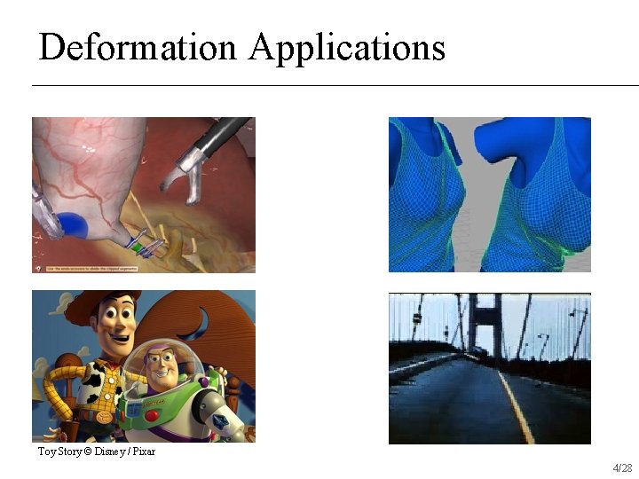 Deformation Applications Toy Story © Disney / Pixar 4/28 Deformation Applications Toy Story © Disney / Pixar 4/28