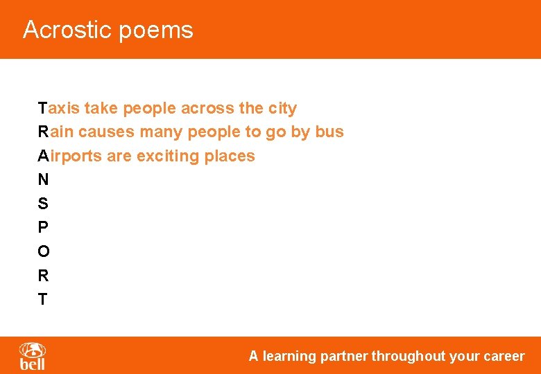 Acrostic poems Taxis take people across the city Rain causes many people to go Acrostic poems Taxis take people across the city Rain causes many people to go