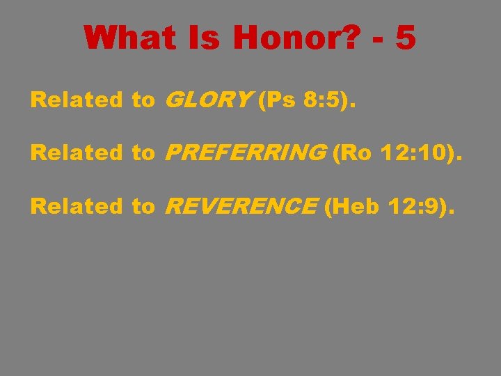 What Is Honor? - 5 Related to GLORY (Ps 8: 5). Related to PREFERRING