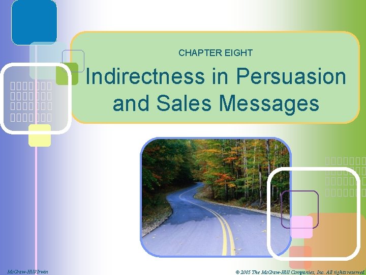 CHAPTER EIGHT Indirectness in Persuasion and Sales Messages Mc. Graw-Hill/Irwin © 2005 The Mc.