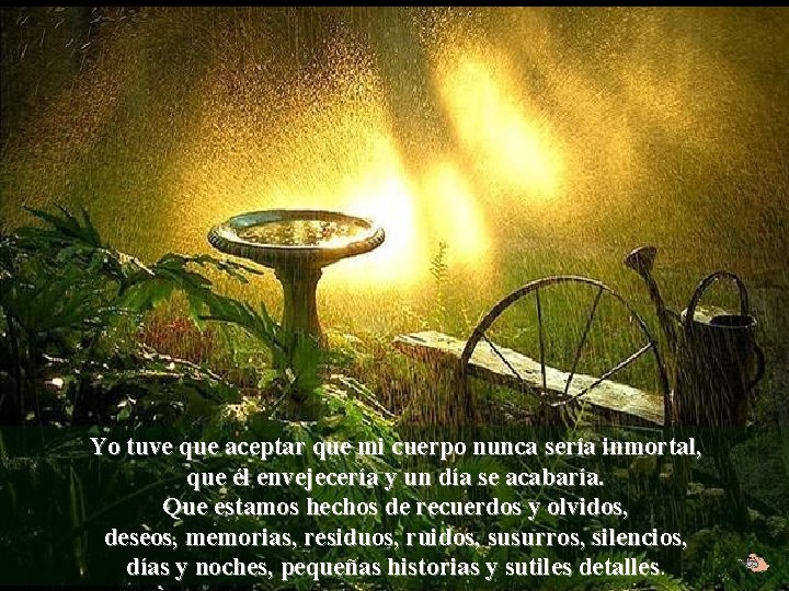 Yo tuve que aceptar que mi cuerpo nunca sería inmortal, que él envejecería y Yo tuve que aceptar que mi cuerpo nunca sería inmortal, que él envejecería y