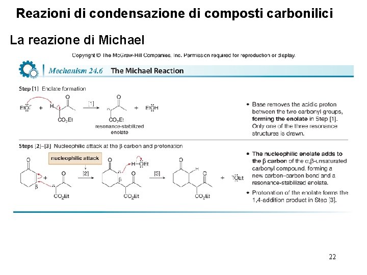 Reazioni di condensazione di composti carbonilici La reazione di Michael 22 