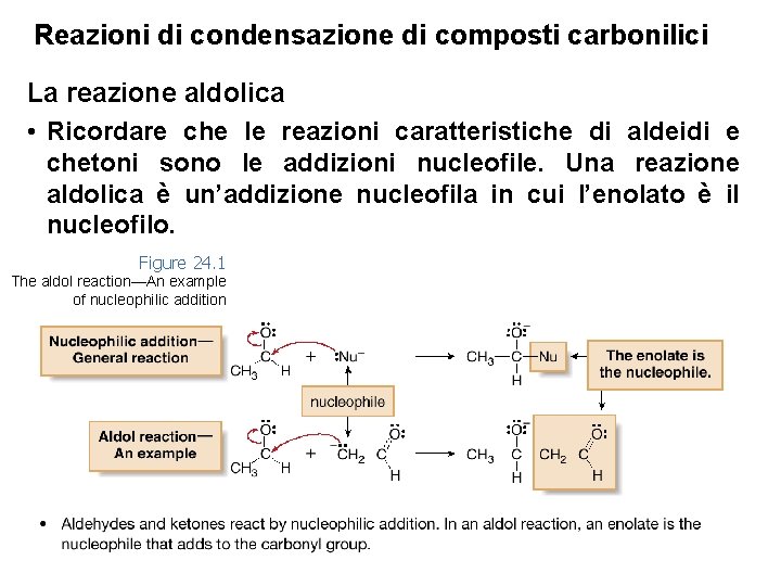 Reazioni di condensazione di composti carbonilici La reazione aldolica • Ricordare che le reazioni