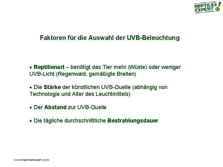 Faktoren für die Auswahl der UVB-Beleuchtung Reptilienart – benötigt das Tier mehr (Wüste) oder Faktoren für die Auswahl der UVB-Beleuchtung Reptilienart – benötigt das Tier mehr (Wüste) oder