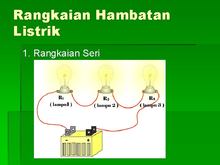 Rangkaian Hambatan Listrik 1. Rangkaian Seri 