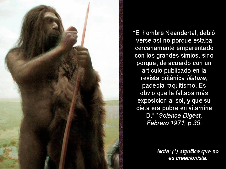 “El hombre Neandertal, debió verse así no porque estaba cercanamente emparentado con los grandes