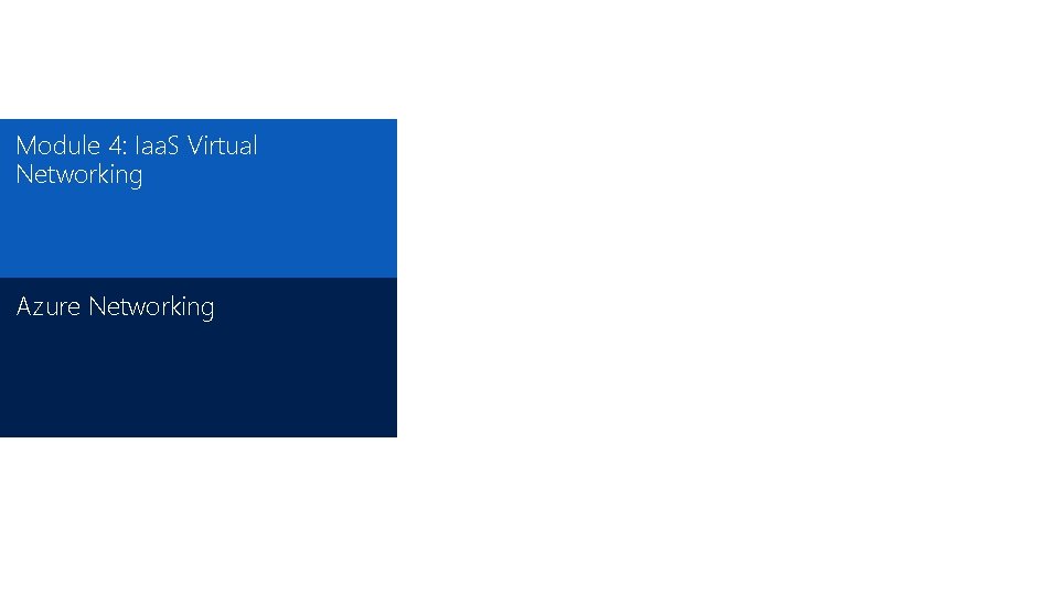 Module 4: Iaa. S Virtual Networking Azure Networking 