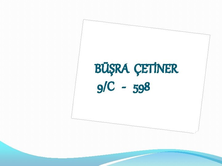 BÜŞRA ÇETİNER 9/C - 598 BÜŞRA ÇETİNER 9/C - 598