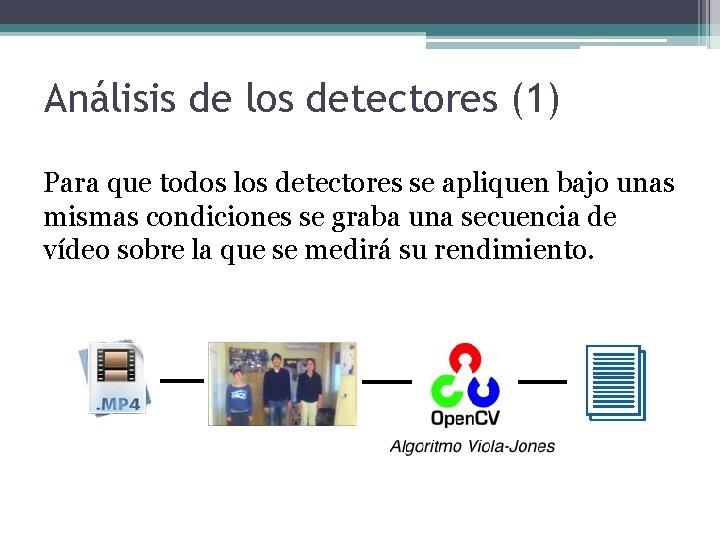 Análisis de los detectores (1) Para que todos los detectores se apliquen bajo unas