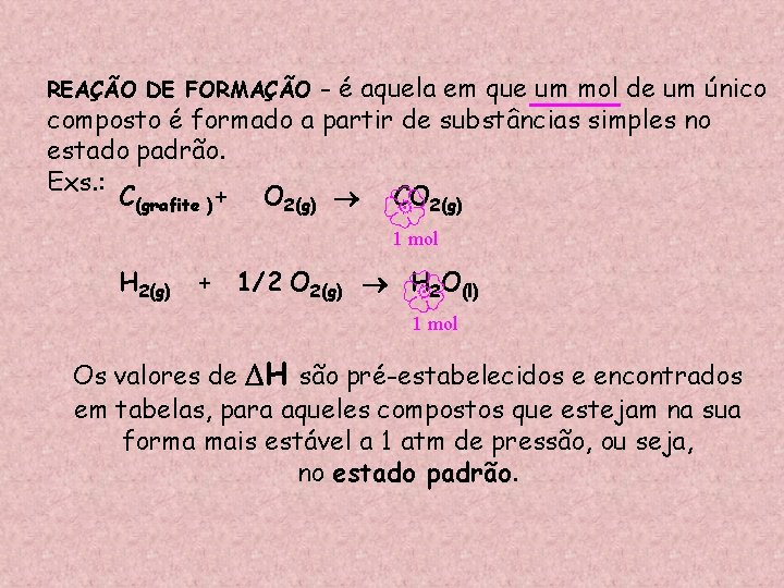 - é aquela em que um mol de um único composto é formado a