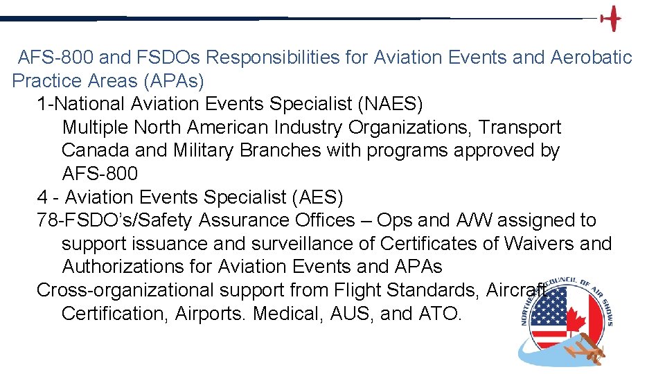 AFS-800 and FSDOs Responsibilities for Aviation Events and Aerobatic Practice Areas (APAs) 1 -National