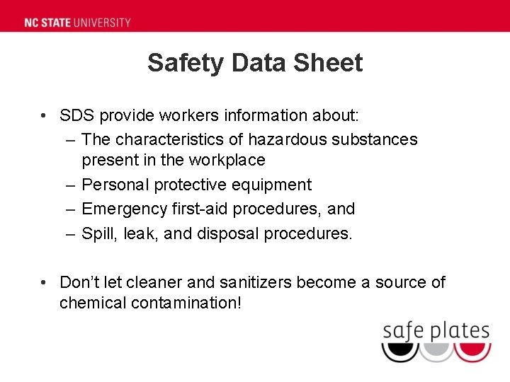 Safety Data Sheet • SDS provide workers information about: – The characteristics of hazardous Safety Data Sheet • SDS provide workers information about: – The characteristics of hazardous