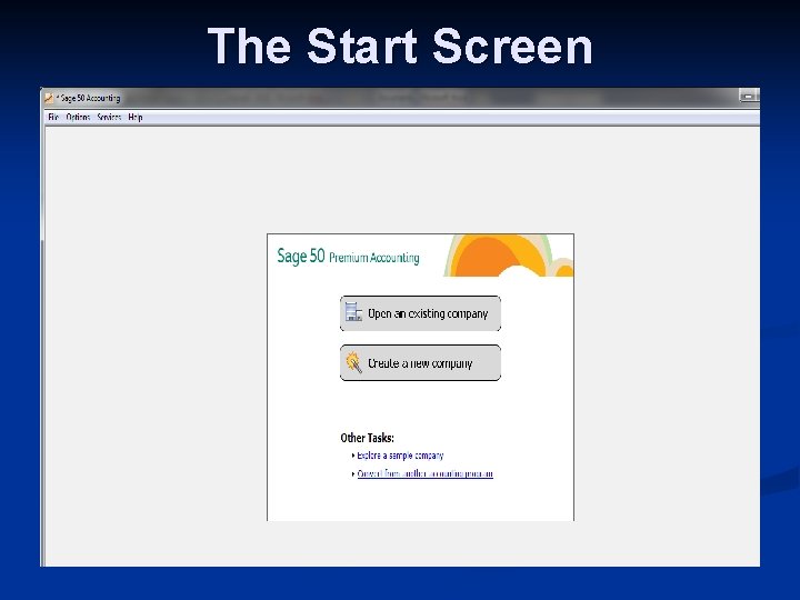 The Start Screen 