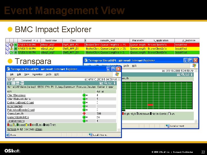 Event Management View l BMC Impact Explorer l Transpara © 2008 OSIsoft, Inc. |